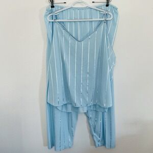 Vtg 3X Petra Fashions 2-Piece Pajama Lingerie Nighty Sleep Set Blue Tank & Pants